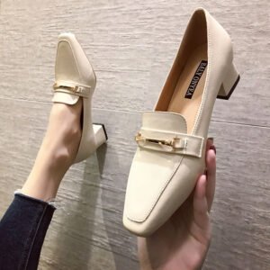 British Style Small Leather Shoes Spring High Heels